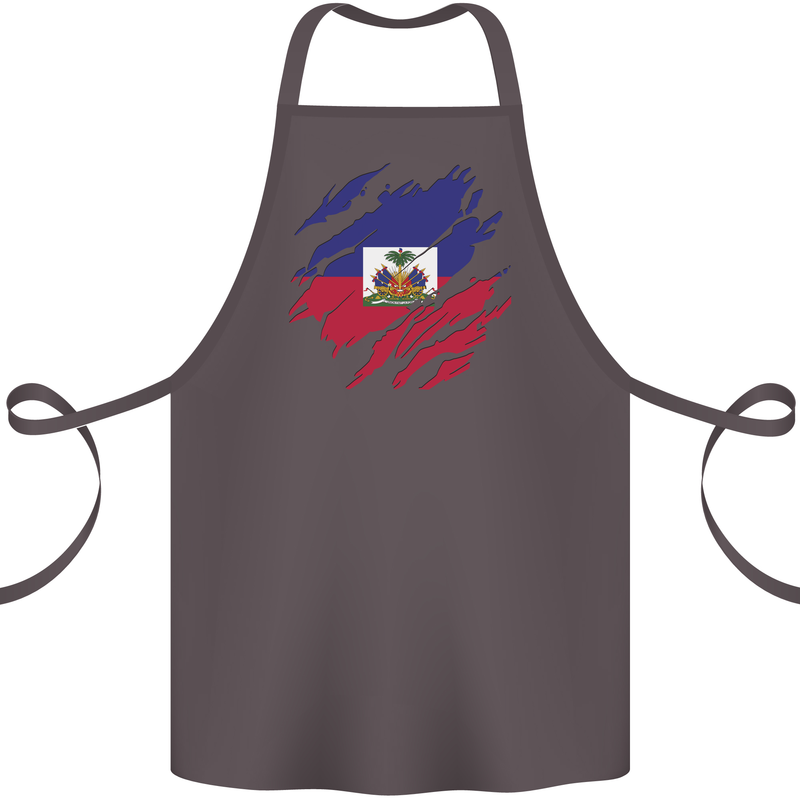 Torn Haiti Flag Haitian Day Football Cotton Apron 100% Organic Dark Grey