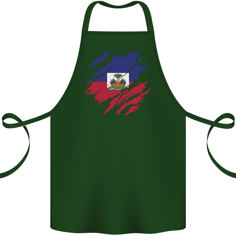 Torn Haiti Flag Haitian Day Football Cotton Apron 100% Organic Forest Green