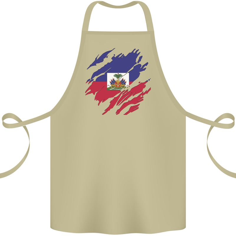 Torn Haiti Flag Haitian Day Football Cotton Apron 100% Organic Khaki