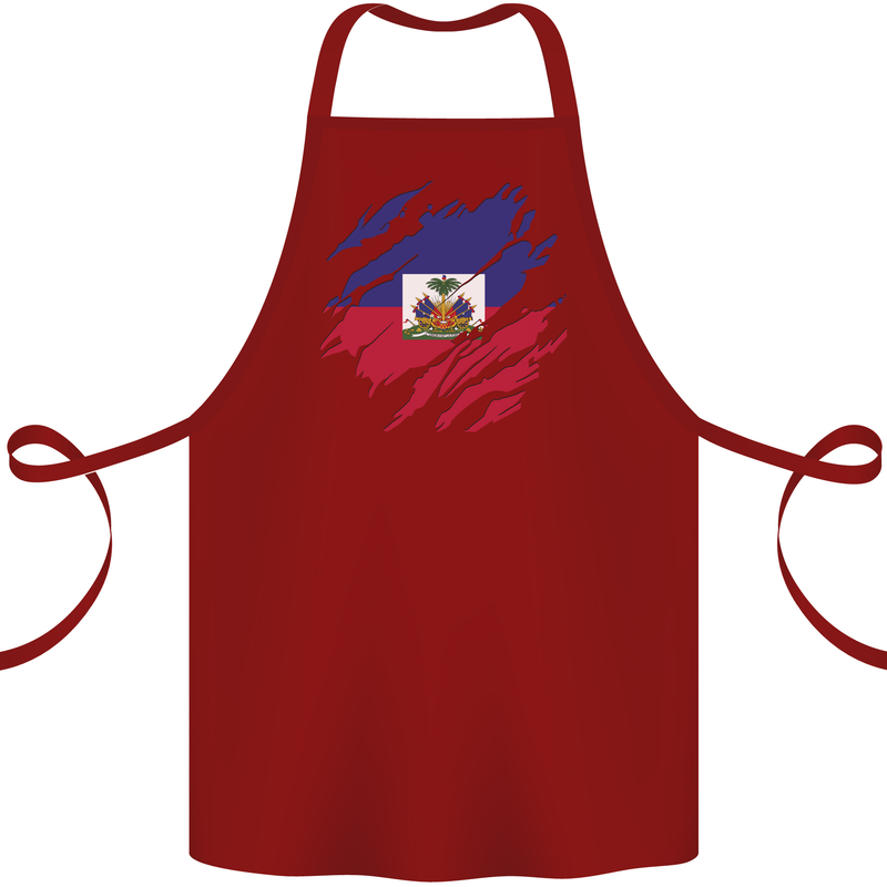 Torn Haiti Flag Haitian Day Football Cotton Apron 100% Organic Maroon