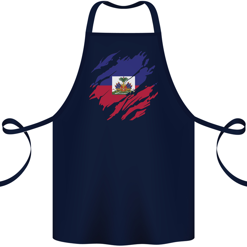 Torn Haiti Flag Haitian Day Football Cotton Apron 100% Organic Navy Blue