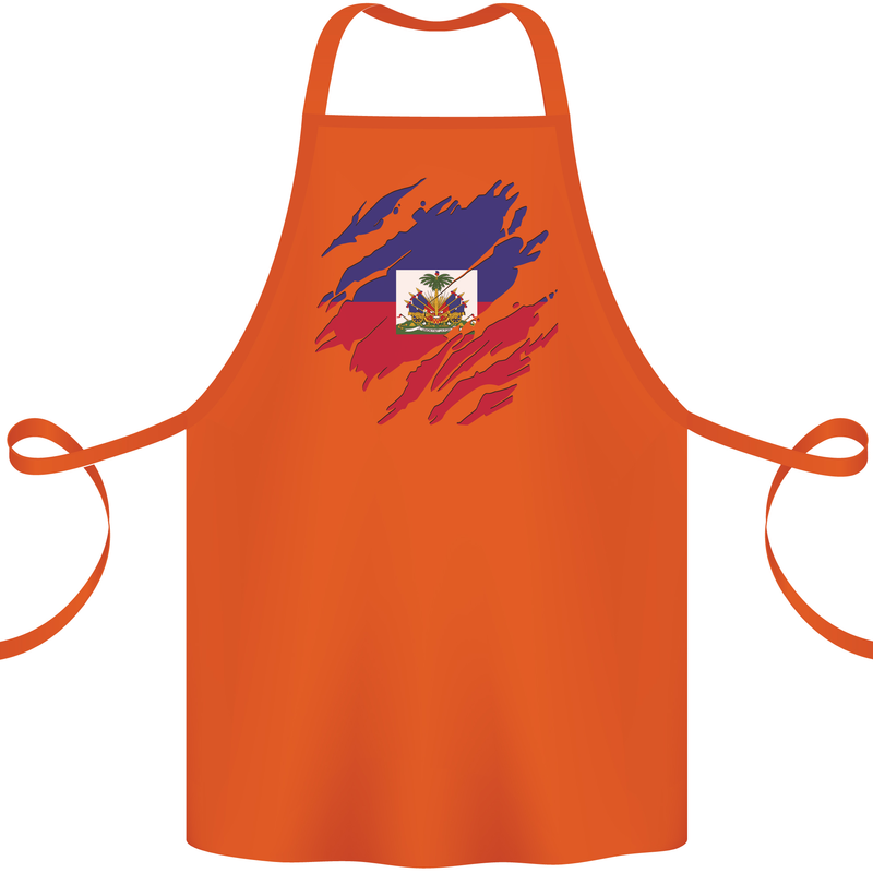 Torn Haiti Flag Haitian Day Football Cotton Apron 100% Organic Orange