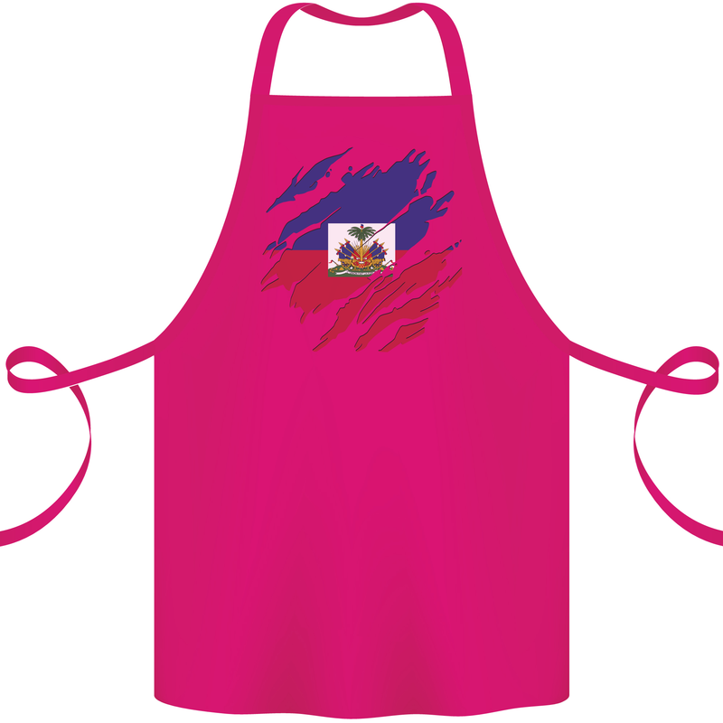 Torn Haiti Flag Haitian Day Football Cotton Apron 100% Organic Pink