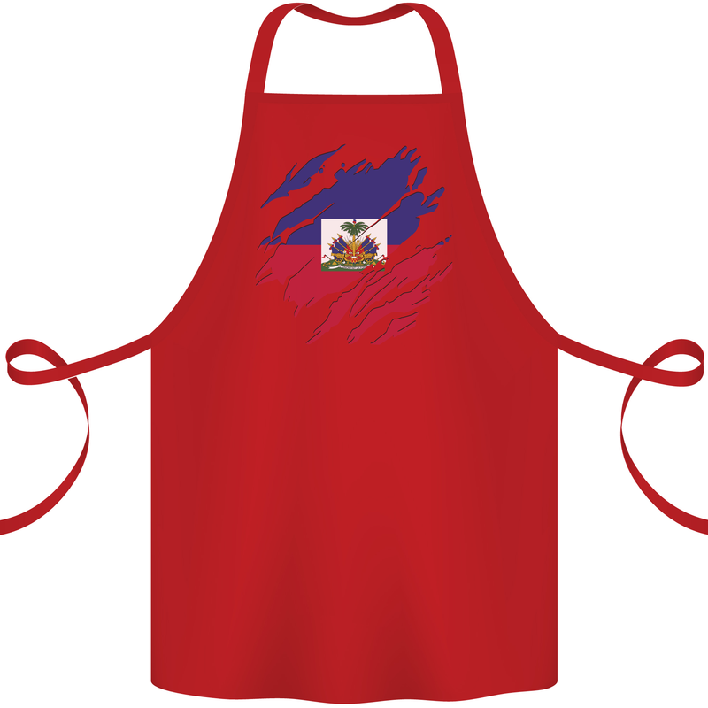 Torn Haiti Flag Haitian Day Football Cotton Apron 100% Organic Red