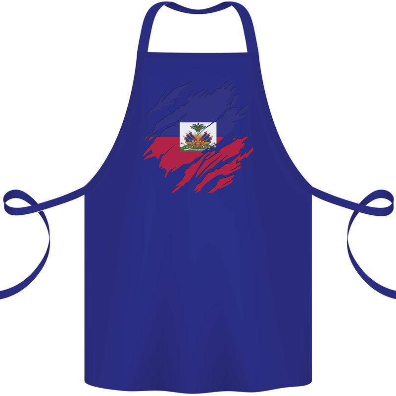 Torn Haiti Flag Haitian Day Football Cotton Apron 100% Organic Royal Blue