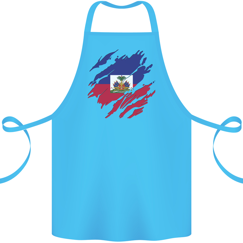 Torn Haiti Flag Haitian Day Football Cotton Apron 100% Organic Turquoise