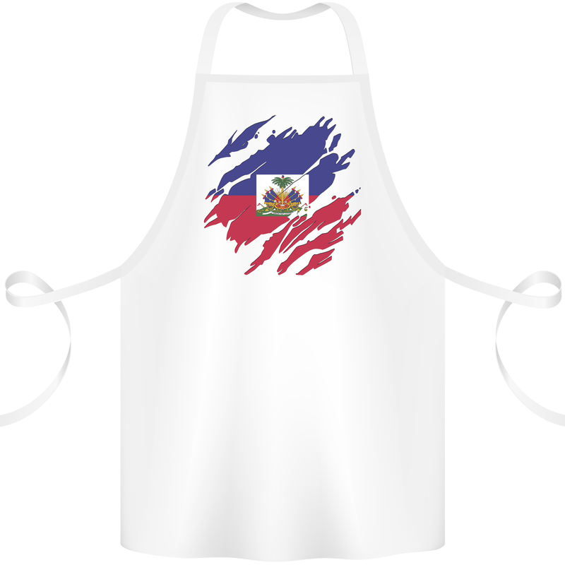 Torn Haiti Flag Haitian Day Football Cotton Apron 100% Organic White