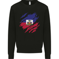 Torn Haiti Flag Haitian Day Football Kids Sweatshirt Jumper Black