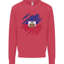 Torn Haiti Flag Haitian Day Football Kids Sweatshirt Jumper Heliconia