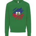 Torn Haiti Flag Haitian Day Football Kids Sweatshirt Jumper Irish Green