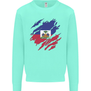 Torn Haiti Flag Haitian Day Football Kids Sweatshirt Jumper Peppermint