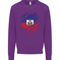 Torn Haiti Flag Haitian Day Football Kids Sweatshirt Jumper Purple