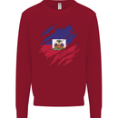 Torn Haiti Flag Haitian Day Football Kids Sweatshirt Jumper Red