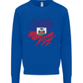 Torn Haiti Flag Haitian Day Football Kids Sweatshirt Jumper Royal Blue