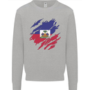 Torn Haiti Flag Haitian Day Football Kids Sweatshirt Jumper Sports Grey