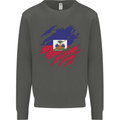 Torn Haiti Flag Haitian Day Football Kids Sweatshirt Jumper Storm Grey