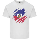Torn Haiti Flag Haitian Day Football Kids T-Shirt Childrens White