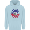 Torn Haiti Flag Haitian Day Football Mens 80% Cotton Hoodie Light Blue