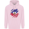 Torn Haiti Flag Haitian Day Football Mens 80% Cotton Hoodie Light Pink
