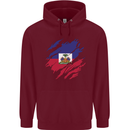 Torn Haiti Flag Haitian Day Football Mens 80% Cotton Hoodie Maroon