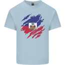 Torn Haiti Flag Haitian Day Football Mens Cotton T-Shirt Tee Top Light Blue