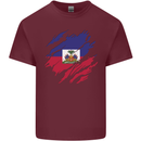 Torn Haiti Flag Haitian Day Football Mens Cotton T-Shirt Tee Top Maroon