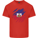 Torn Haiti Flag Haitian Day Football Mens Cotton T-Shirt Tee Top Red