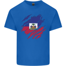 Torn Haiti Flag Haitian Day Football Mens Cotton T-Shirt Tee Top Royal Blue