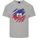 Torn Haiti Flag Haitian Day Football Mens Cotton T-Shirt Tee Top Sports Grey
