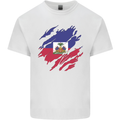 Torn Haiti Flag Haitian Day Football Mens Cotton T-Shirt Tee Top White