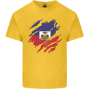 Torn Haiti Flag Haitian Day Football Mens Cotton T-Shirt Tee Top Yellow