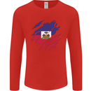 Torn Haiti Flag Haitian Day Football Mens Long Sleeve T-Shirt Red