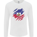 Torn Haiti Flag Haitian Day Football Mens Long Sleeve T-Shirt White
