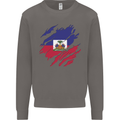 Torn Haiti Flag Haitian Day Football Mens Sweatshirt Jumper Charcoal