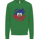 Torn Haiti Flag Haitian Day Football Mens Sweatshirt Jumper Irish Green