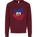 Torn Haiti Flag Haitian Day Football Mens Sweatshirt Jumper Maroon