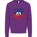 Torn Haiti Flag Haitian Day Football Mens Sweatshirt Jumper Purple