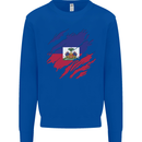 Torn Haiti Flag Haitian Day Football Mens Sweatshirt Jumper Royal Blue