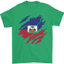Torn Haiti Flag Haitian Day Football Mens T-Shirt 100% Cotton Irish Green