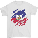 Torn Haiti Flag Haitian Day Football Mens T-Shirt 100% Cotton White