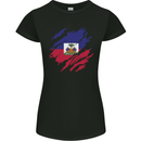 Torn Haiti Flag Haitian Day Football Womens Petite Cut T-Shirt Black