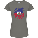 Torn Haiti Flag Haitian Day Football Womens Petite Cut T-Shirt Charcoal