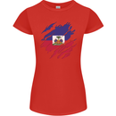 Torn Haiti Flag Haitian Day Football Womens Petite Cut T-Shirt Red