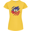 Torn Haiti Flag Haitian Day Football Womens Petite Cut T-Shirt Yellow
