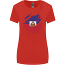 Torn Haiti Flag Haitian Day Football Womens Wider Cut T-Shirt Red