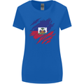 Torn Haiti Flag Haitian Day Football Womens Wider Cut T-Shirt Royal Blue