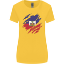 Torn Haiti Flag Haitian Day Football Womens Wider Cut T-Shirt Yellow