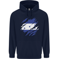 Torn Honduras Flag Honduran Day Football Childrens Kids Hoodie Navy Blue