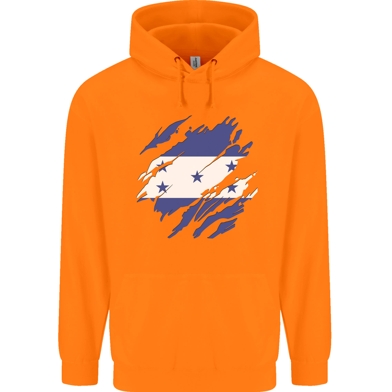 Torn Honduras Flag Honduran Day Football Childrens Kids Hoodie Orange