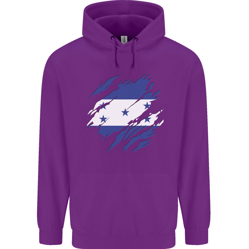 Torn Honduras Flag Honduran Day Football Childrens Kids Hoodie Purple